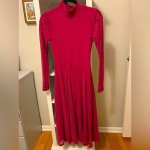 SHEIN Magenta Sparkly High Neck Long Sleeve Dress *Never Worn*